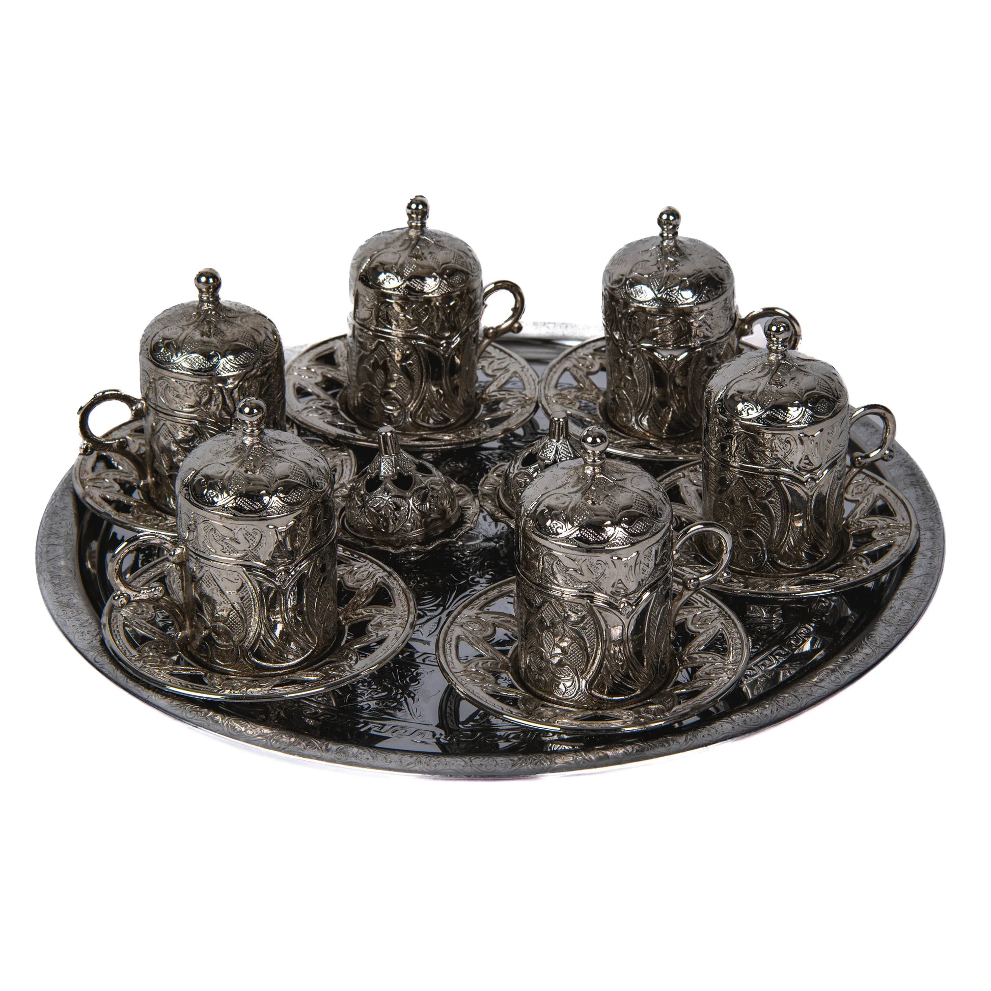 Juego Turco de Café para 6 Personas Plata